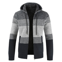 Load image into Gallery viewer, Sweater Coat Men 2019 Winter Thick Warm Hooded Cardigan Jumpers Men Striped Wool Liner Zipper Fleece Coats Men