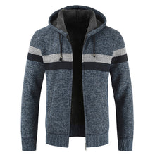 Load image into Gallery viewer, Sweater Coat Men 2019 Winter Thick Warm Hooded Cardigan Jumpers Men Striped Wool Liner Zipper Fleece Coats Men