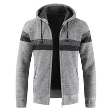 Load image into Gallery viewer, Sweater Coat Men 2019 Winter Thick Warm Hooded Cardigan Jumpers Men Striped Wool Liner Zipper Fleece Coats Men
