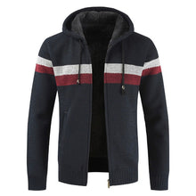 Load image into Gallery viewer, Sweater Coat Men 2019 Winter Thick Warm Hooded Cardigan Jumpers Men Striped Wool Liner Zipper Fleece Coats Men