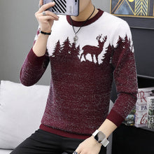 Load image into Gallery viewer, Autumn Korean Fashion Sweater Men Female Sika Deer Pattern Casual  Knitted Pullovers Slim Fit Christmas Gift Male Pull Sweter