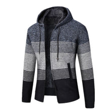Load image into Gallery viewer, Sweater Coat Men 2019 Winter Thick Warm Hooded Cardigan Jumpers Men Striped Wool Liner Zipper Fleece Coats Men
